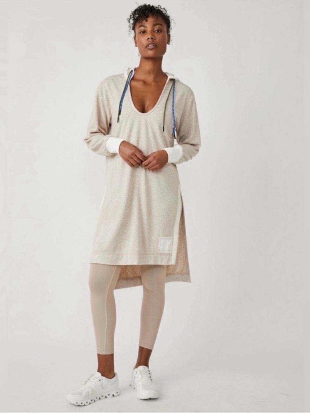 NWOT Free People Feel Good Layer Hoodie V Neck Longline - Size M